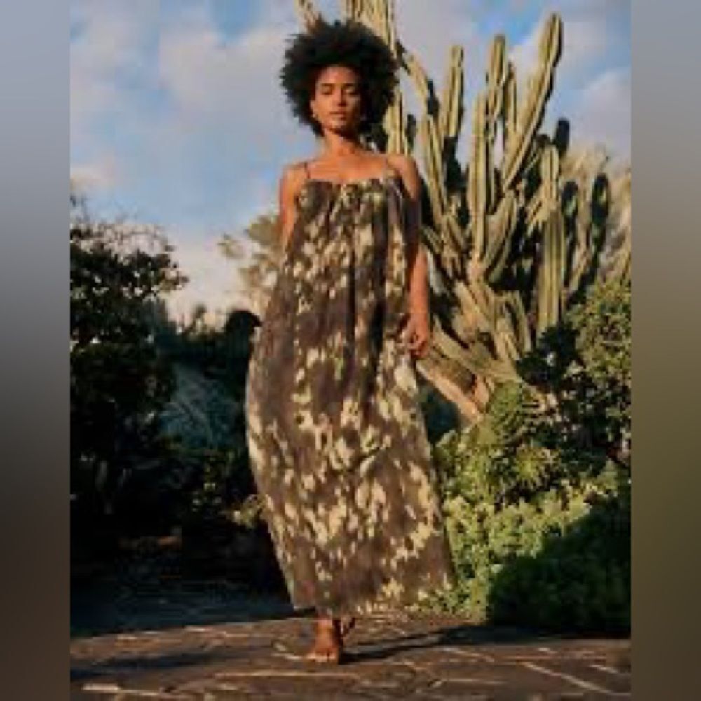 Banana Republic Organza Tie Waist Maxi Dress Green Small